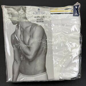 Vintage Stafford Men's 6-Pack 100% Cotton Low-Rise White Briefs Tighty Whitey